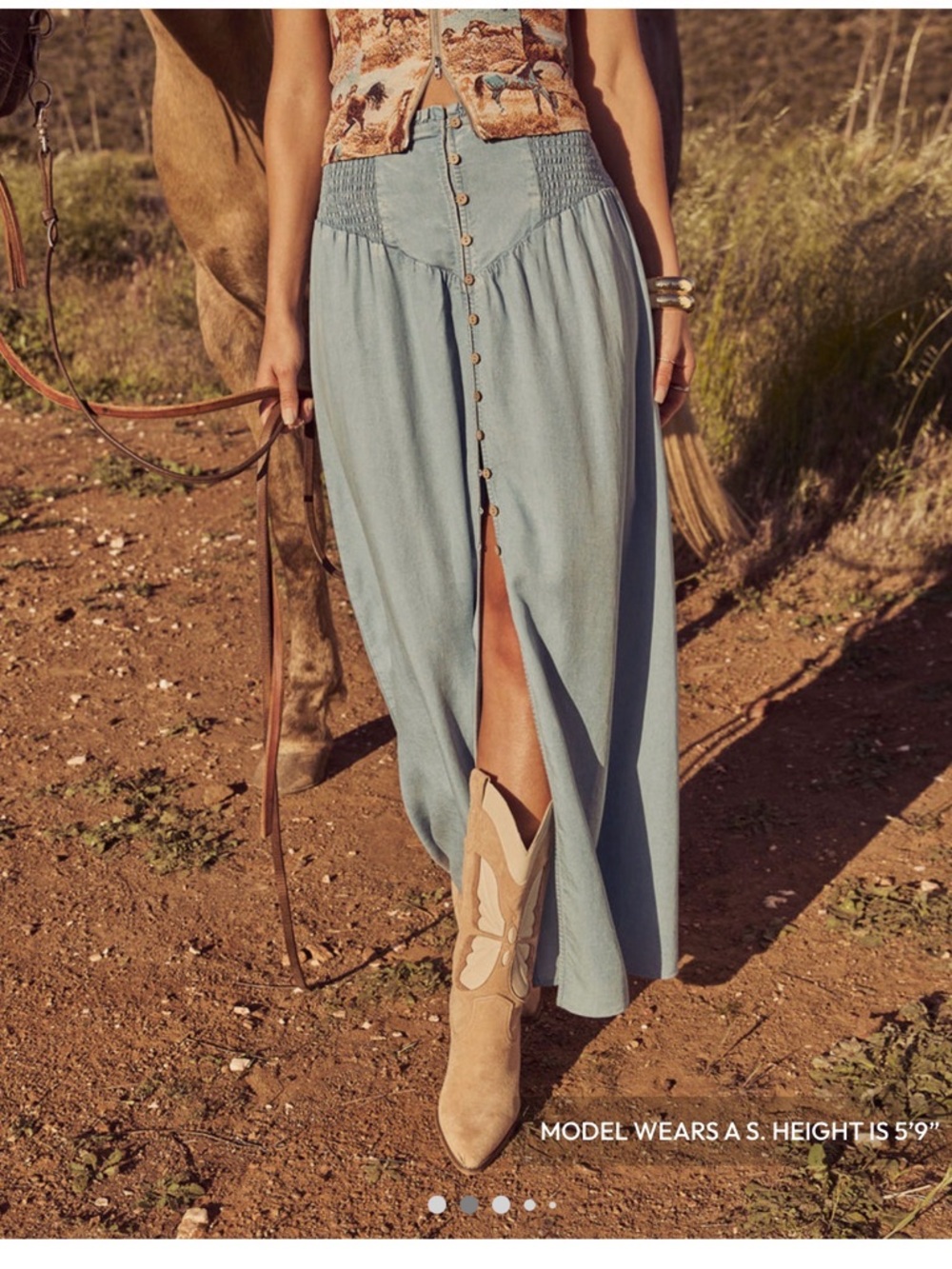 Vici Briena Chambray Maxi Skirt